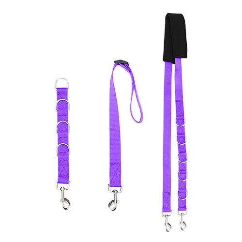 Adjustable Dog Grooming Traction Belt with D-Rings - 3pcs Pet Supplies - Purple