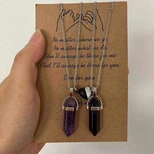 Heart Shape Pendant Necklace - Fashionable Accessory for Couples - Purple Brown