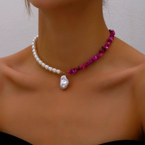 YWZIXLN Simulated Pearl Cross Necklace - Elegant Fashion Accessory - N0431-red