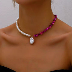 YWZIXLN Simulated Pearl Cross Necklace - Elegant Fashion Accessory