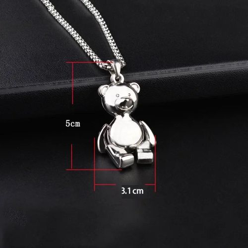 Zkceenier Rotatable Bear Pendant | Trendy Stainless Steel Necklace - 5