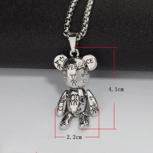 Zkceenier Rotatable Bear Pendant | Trendy Stainless Steel Necklace
