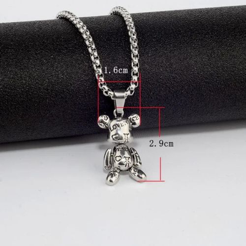 Zkceenier Rotatable Bear Pendant | Trendy Stainless Steel Necklace - 3