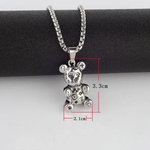 Zkceenier Rotatable Bear Pendant | Trendy Stainless Steel Necklace
