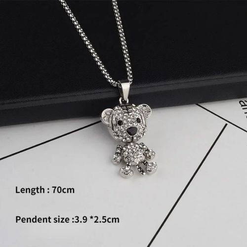 Zkceenier Rotatable Bear Pendant | Trendy Stainless Steel Necklace