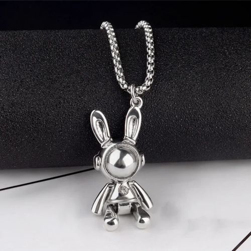Zkceenier Rotatable Bear Pendant | Trendy Stainless Steel Necklace - 13