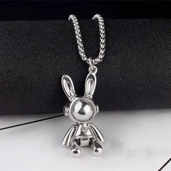 Zkceenier Rotatable Bear Pendant | Trendy Stainless Steel Necklace
