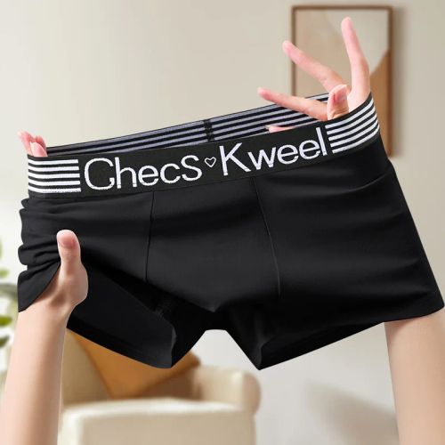 Comfortable Cotton Spandex Boxer Shorts - Breathable & Stylish Underwear - 9089-Black / L(40-50kg)