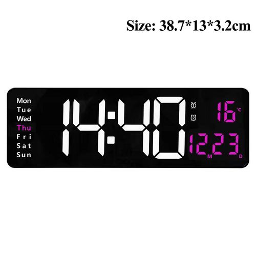 Digital Wall Clock LED Display with Remote Control & Dual Alarms - A1