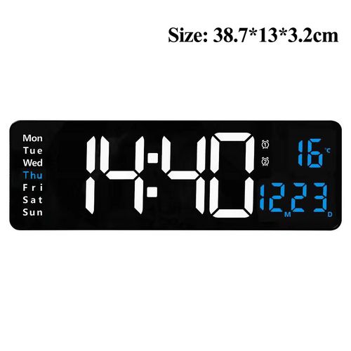 Digital Wall Clock LED Display with Remote Control & Dual Alarms - A2