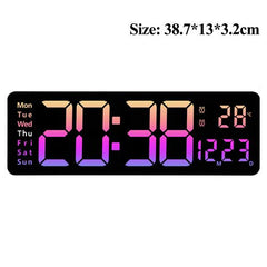 Digital Wall Clock LED Display with Remote Control & Dual Alarms