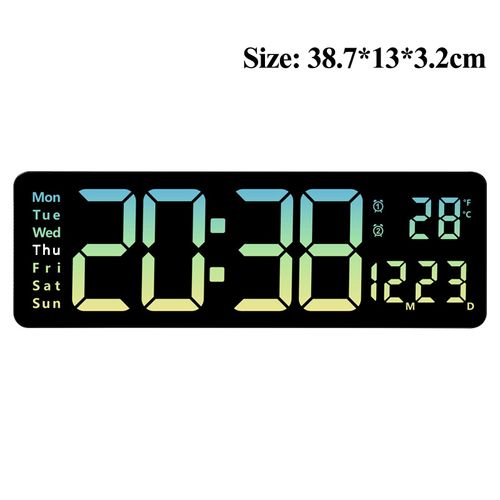 Digital Wall Clock LED Display with Remote Control & Dual Alarms - A4