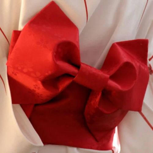 JEMMA LEONG Traditional Kimono - Elegant Cotton & Polyester Attire - Red Bow Only