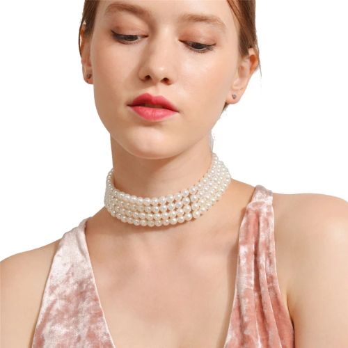 IngeSight.Z Bohemian Simulated Pearl Choker Necklace Mood Tracker - 03