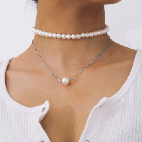 IngeSight.Z Bohemian Simulated Pearl Choker Necklace Mood Tracker