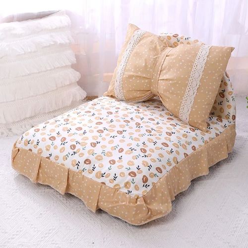 Princess Nest Pet Bed - Cotton Fabric Comfortable & Removable Washable - Flower / S 40x50cm