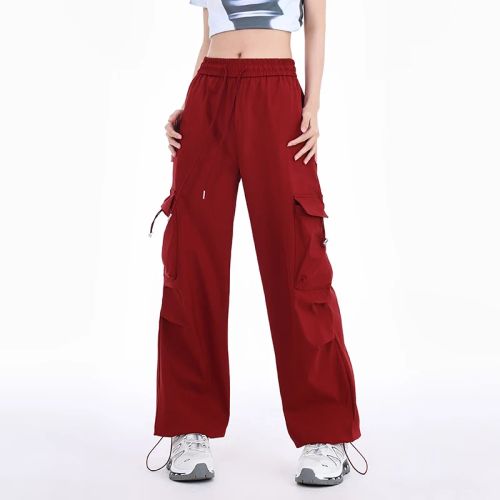 Cargo Pants - Full Length Casual Style Versatile Comfort - wine red / M