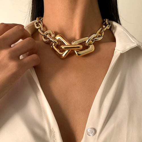KunJoe Geometric Choker Necklace - Stylish Mood Tracker Accessory - gold color