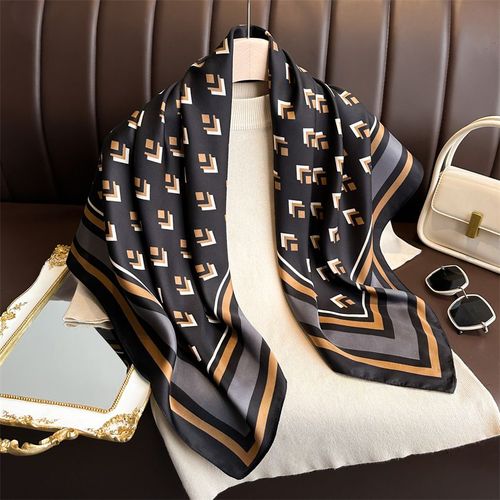 HVATILAW Luxury Geometric Scarf - Stylish Sun Protection Accessory - FN195-1 / 90X90cm
