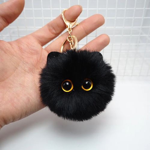 FIMAODZ Cute Black Cat Keychain Plush Toy Pendant for Gifts & Parties - 1