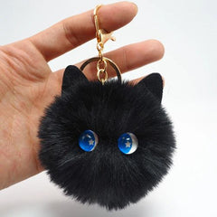 FIMAODZ Cute Black Cat Keychain Plush Toy Pendant for Gifts & Parties