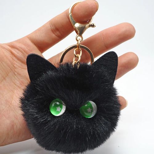FIMAODZ Cute Black Cat Keychain Plush Toy Pendant for Gifts & Parties - 3