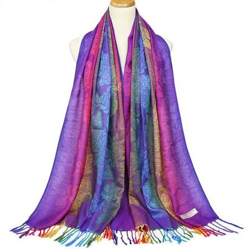 LMLAVEN Colourful Ethnic Jacquard Scarf - Warm Multifunctional Stole - 05