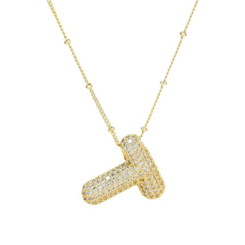 Cubic Zirconia Bubble Alphabet Necklace - Stylish Monogram Pendant