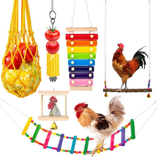 Wooden Bird Toy Set - Durable and Engaging for Chickens & Birds