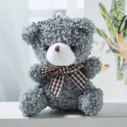 Plush Bear Doll Key Chain Pendant - Cute & Colourful Plush Toy Accessory - Grey