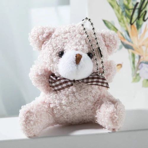Plush Bear Doll Key Chain Pendant - Cute & Colourful Plush Toy Accessory - Pink