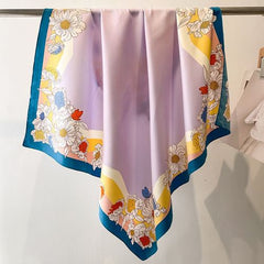 HVATILAW Floral Silk Scarf - Stylish & Protective - 90x90cm