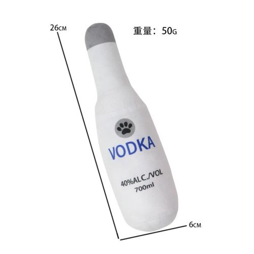 Plush Dog Toy - Fun Wine Bottle Design for Playtime - white