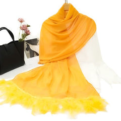 Chiffon Feathered Shawl Scarf - Breathable Decorative Wind Accessory