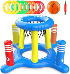 CatXaa Durable Inflatable Pool Basketball Set for Fun Summer Games