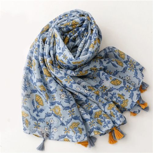 Elegant Cotton-Linen Bandanna Scarf - Versatile Outdoor Shawl