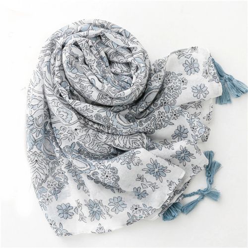 Elegant Cotton-Linen Bandanna Scarf - Versatile Outdoor Shawl