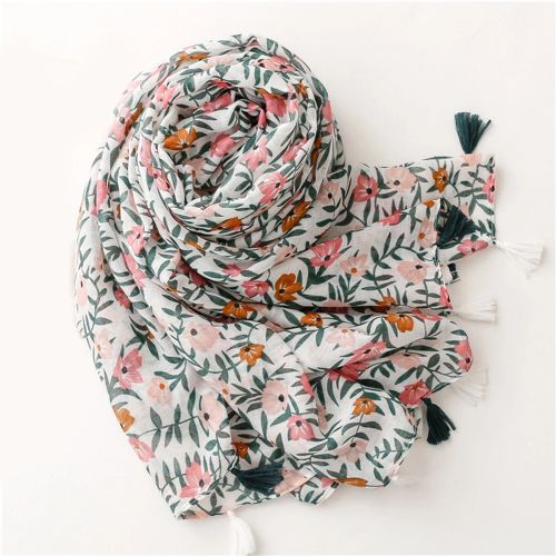 Elegant Cotton-Linen Bandanna Scarf - Versatile Outdoor Shawl