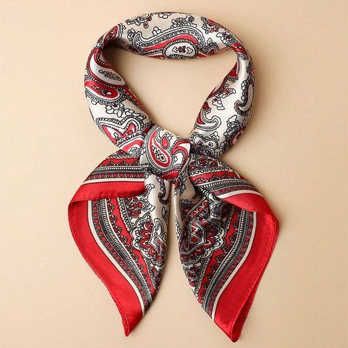 JTVOVO Paisley Silk Scarf - Stylish Sun Protection Accessory - 2112JSC12-01 / 90x90cm