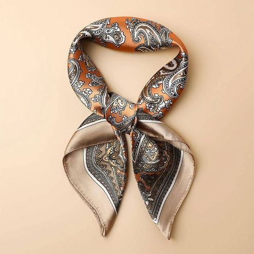 JTVOVO Paisley Silk Scarf - Stylish Sun Protection Accessory - 2112JSC12-05 / 90x90cm