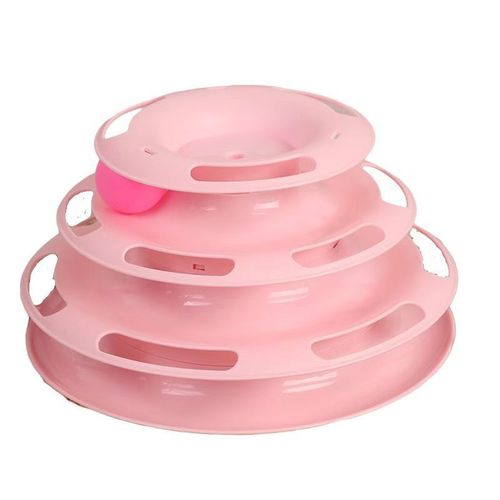 Interactive Three-Layer Cat Toy - Educational Turntable Play Tower - three layers pink