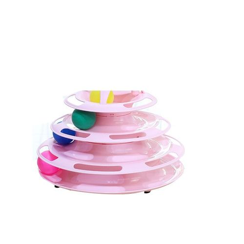 Interactive Three-Layer Cat Toy - Educational Turntable Play Tower - four layers pink
