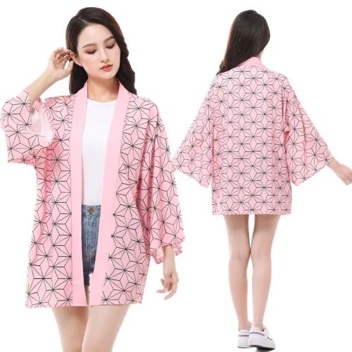 Demon Slayer Kimono Haori - Japanese Anime Print Cosplay Costume Set - 5 / adult L
