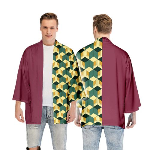 Demon Slayer Kimono Haori - Japanese Anime Print Cosplay Costume Set