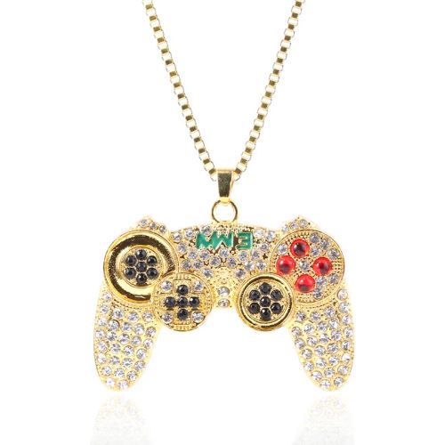 SONGCHANGJEWELRY Trendy Flame Pendant Necklace for Gaming Enthusiasts - Rhodium Plated