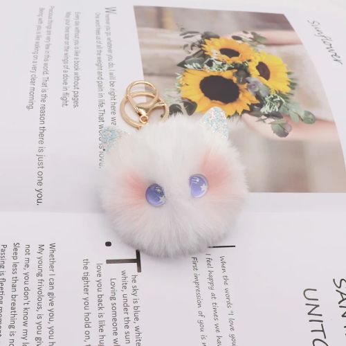FIMAODZ Cute Black Cat Keychain Plush Toy Pendant for Gifts & Parties