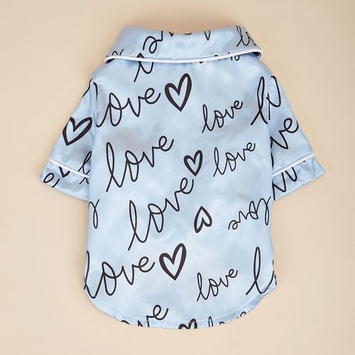 Soft Dog Heart Pattern Pajamas - Comfortable Pet Clothes for Small Dogs - Blue / XXL