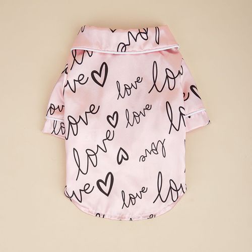 Soft Dog Heart Pattern Pajamas - Comfortable Pet Clothes for Small Dogs - Pink / XXL