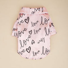 Soft Dog Heart Pattern Pajamas - Comfortable Pet Clothes for Small Dogs