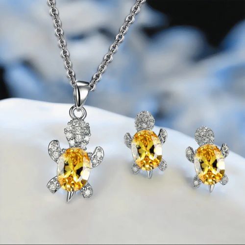 Trendy Turtle Necklace Set - Fashionable Alloy Earrings & Necklace Set